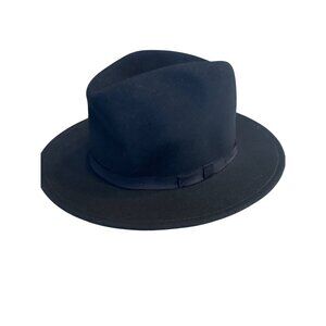 Old Money Country Gentleman Classic Black 100% Wool Fedora Hat Made in USA
